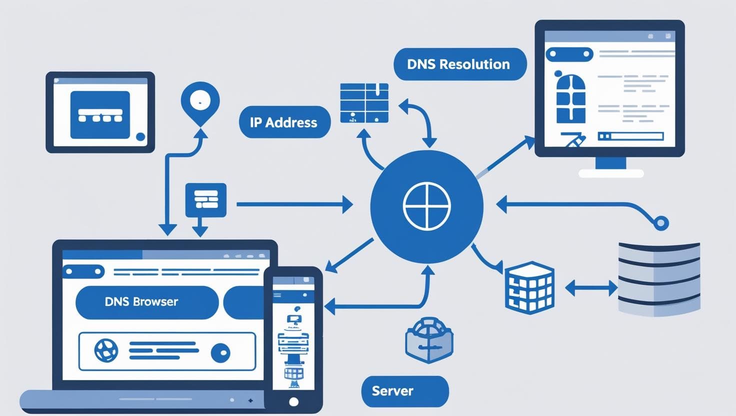 Flowchart showing how domain connects to hosting