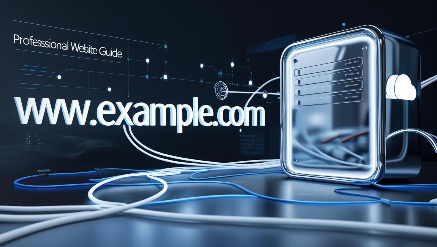 Domain connected to cloud hosting server – concept illustration